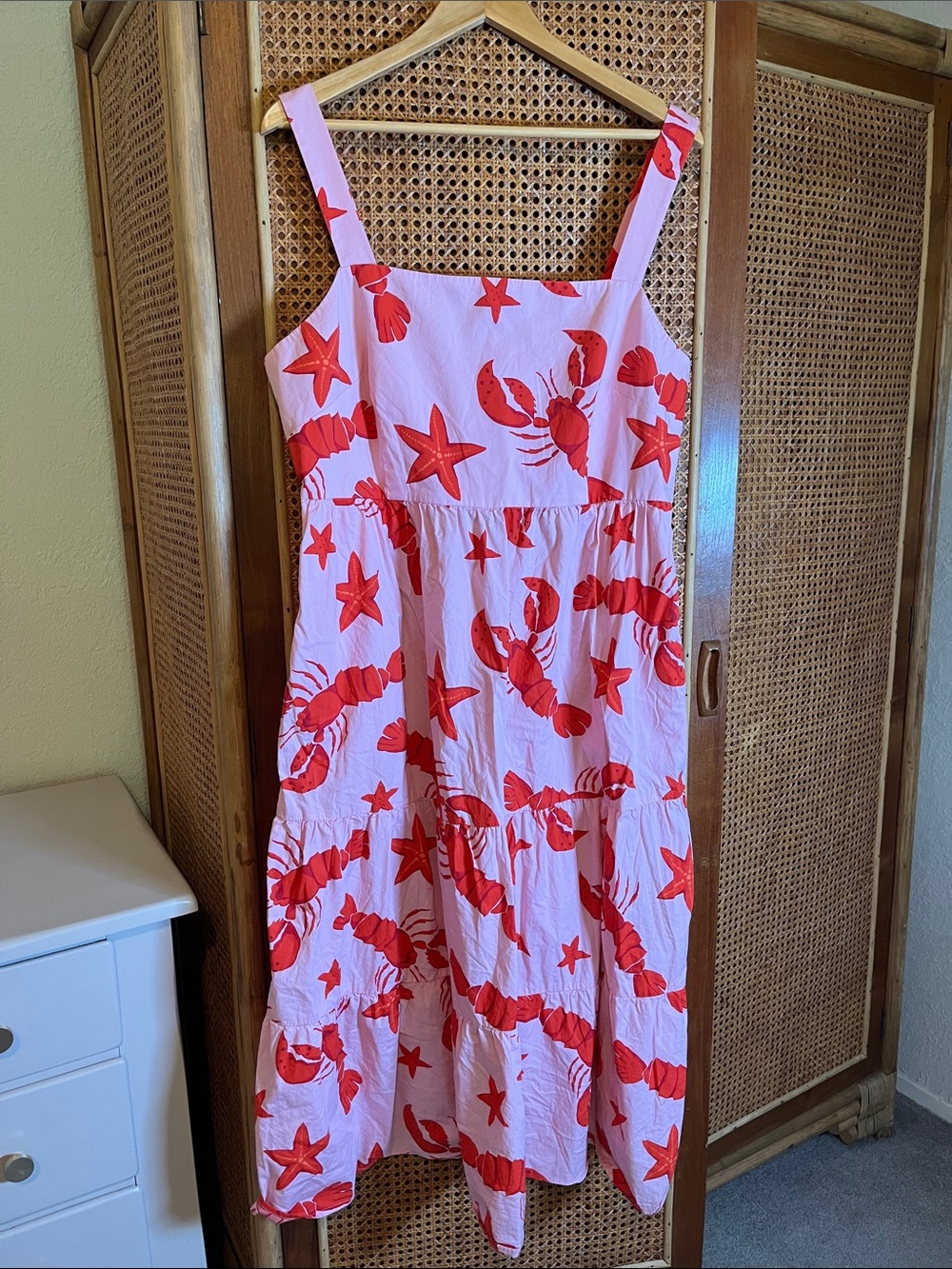 Women’s J.Crew Pink and Red Lobster Print Sundress Size 18
